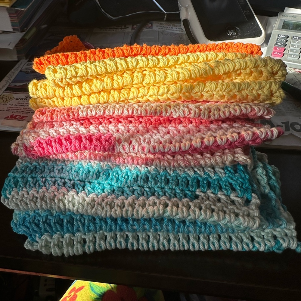 Set of 10 100% cotton hand crocheted dish rags